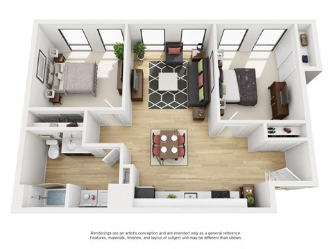 LL Hawkins Apartments in Portland, Oregon 2x2 E Floor Plan